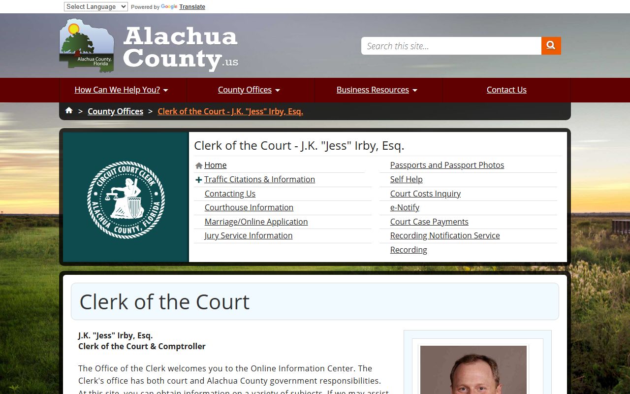 Alachua County deed records office page