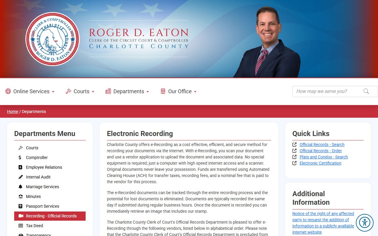 Charlotte County deed records office page