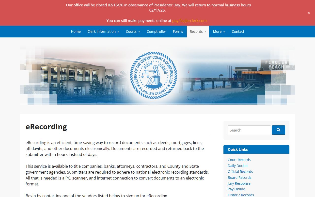 Flagler County deed records office page