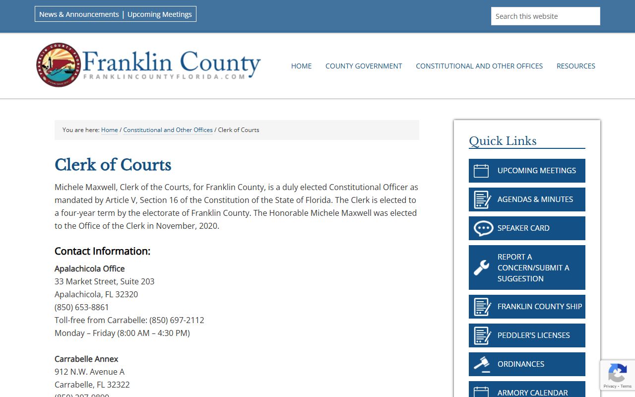 Franklin County deed records office page