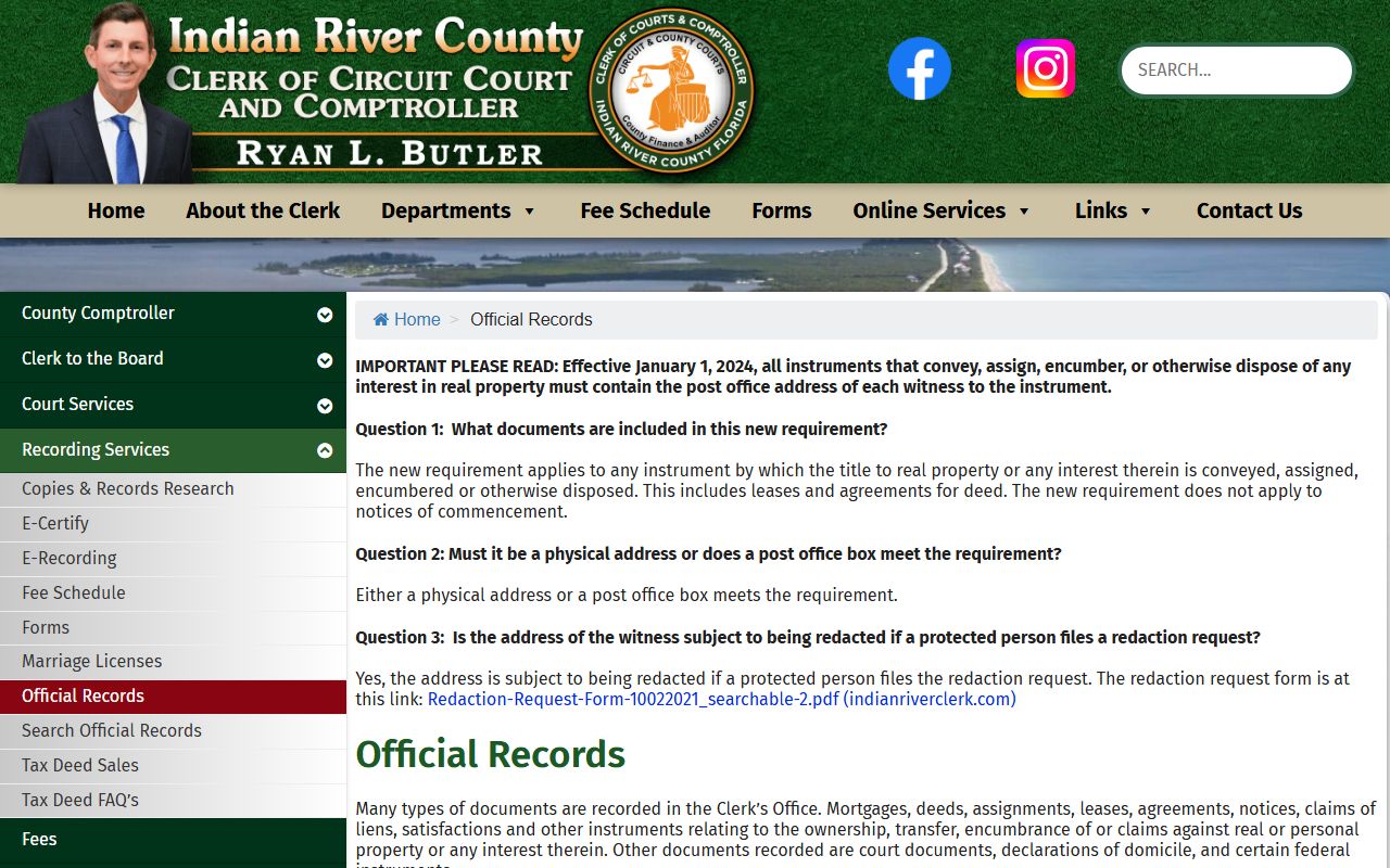 Indian River County deed records office page