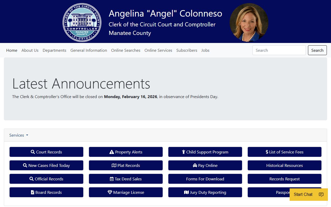 Manatee County deed records office page