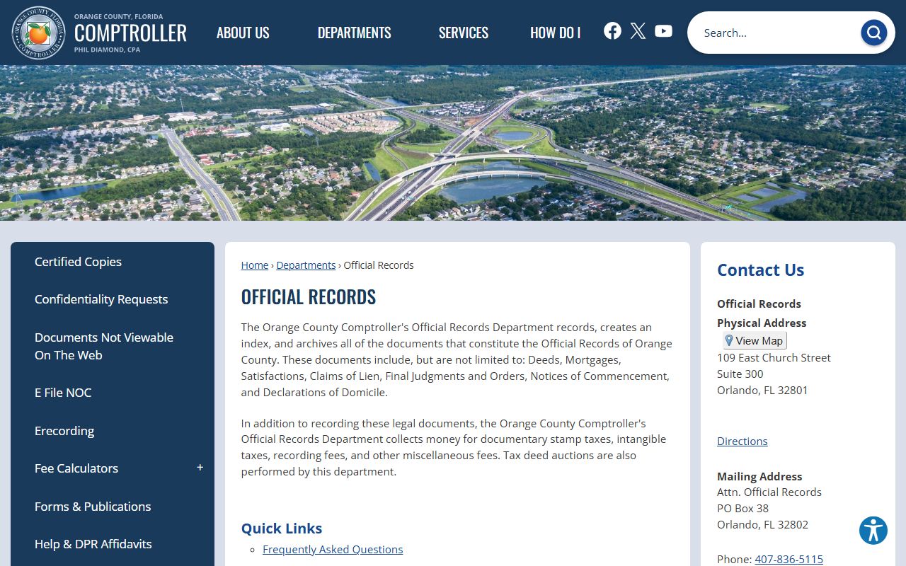 Orange County deed records office page
