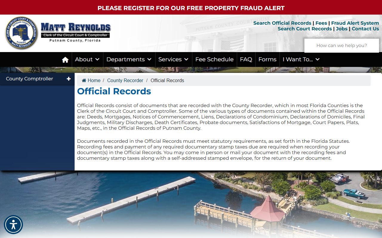 Putnam County deed records office page